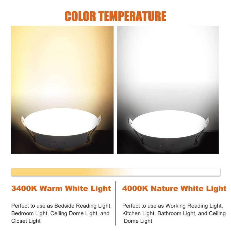 Facon 4.5inch 12V LED RV Puck Light - 6 Packs, 3400K Warm White, Full Aluminum Recessed 12Volt Interior Ceiling Lights for RV, Camper, Trailer, Boat, ETL Certified - Image 2